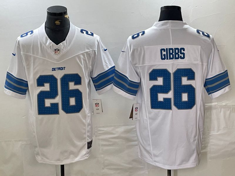 Men Detroit Lions #26 Jahmyr Gibbs White Three generations 2024 Nike Vapor F.U.S.E. Limited NFL Jersey